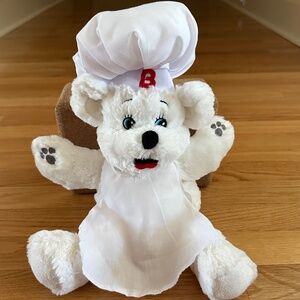 Bimbo Bread Baker White Plush Bear Hand Puppet